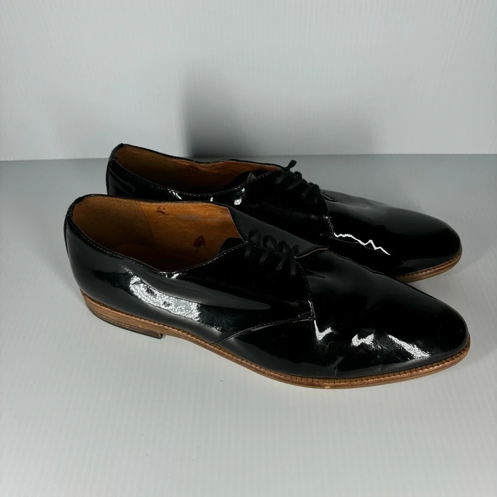 1937 Footwear Shoes Mens 9 Patent Leather Lace up Classic Dress Work Church Slip